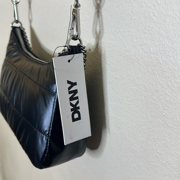 DKNY Pouchette Quilted Crossbody Cairo MD Bag Black Silver Hardware - Picture 8 of 14